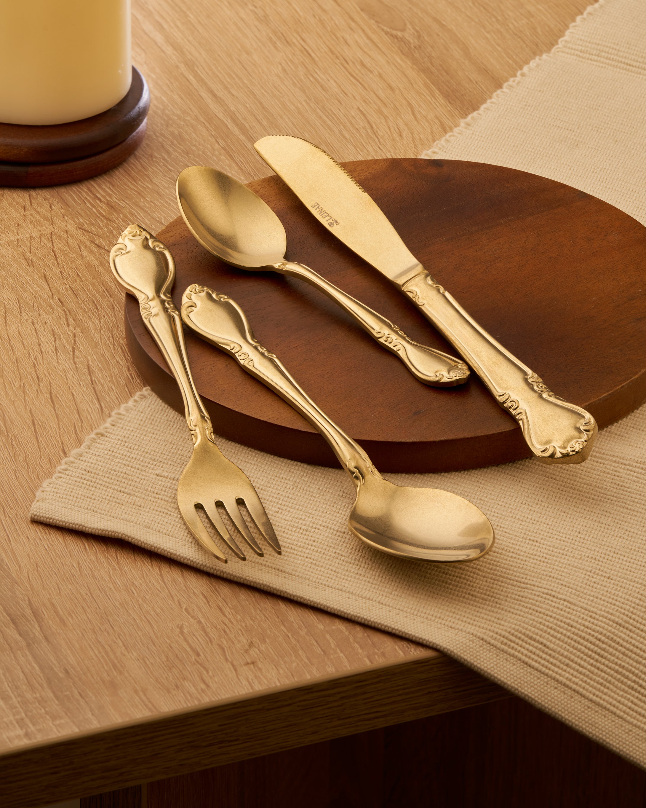 Hyannis 4-Piece Champagne Gold Cutlery Set
