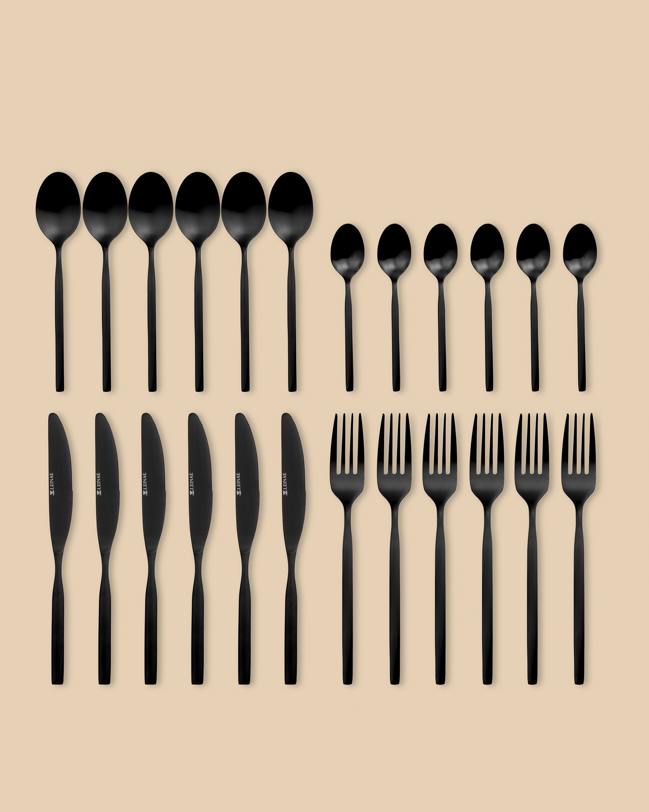 Amos 24-Piece Black Cutlery Set