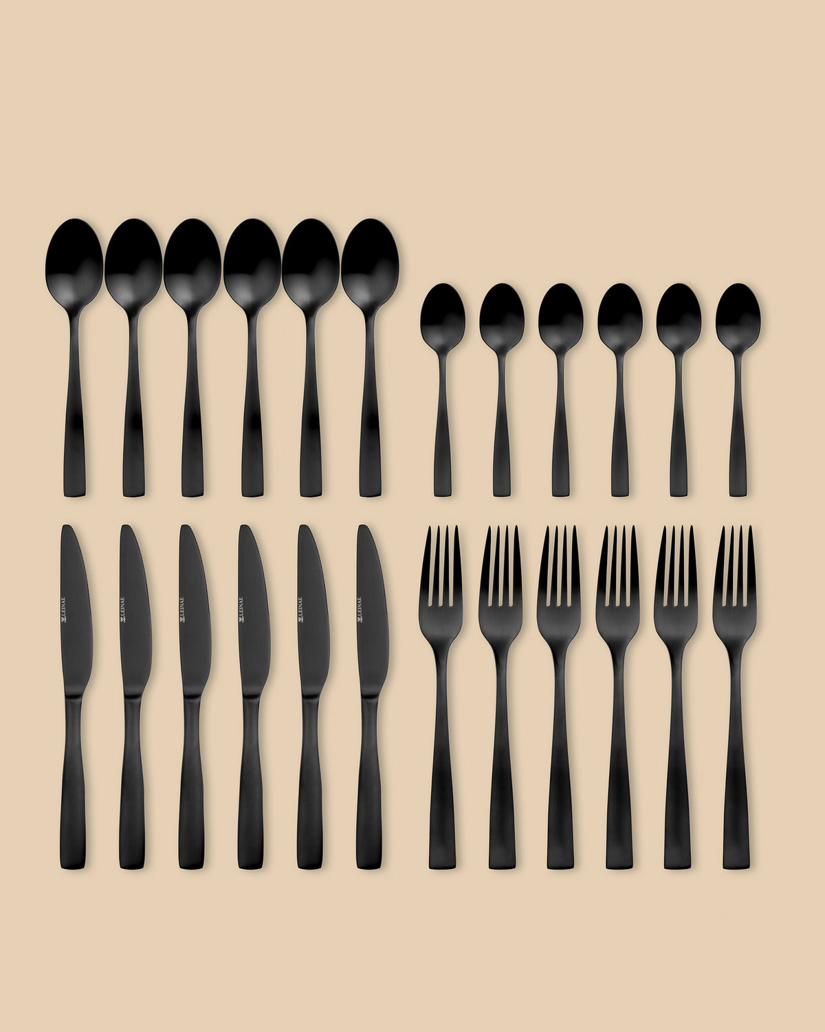 Bryce 24-Piece Black Cutlery Set