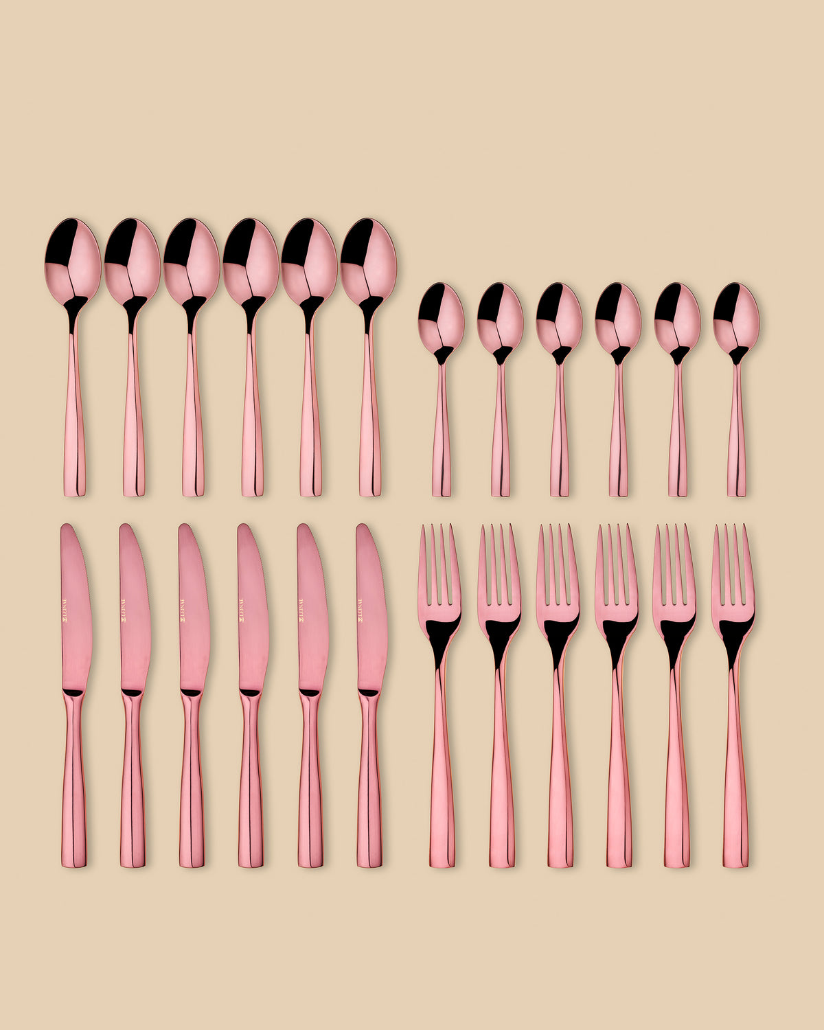 Bryce 24-Piece Rose Gold Cutlery Set