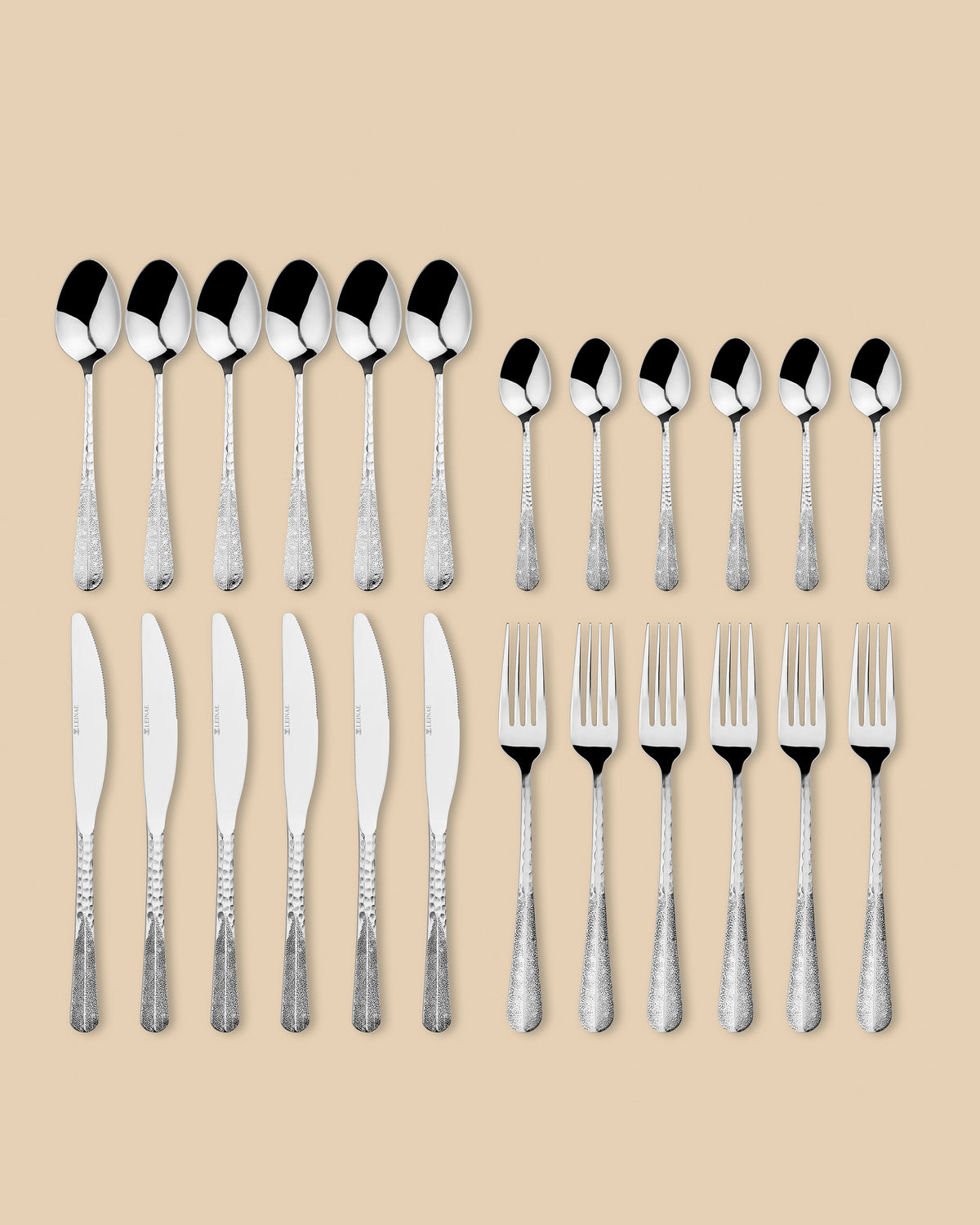 Feather 24-Piece Silver Cutlery Set