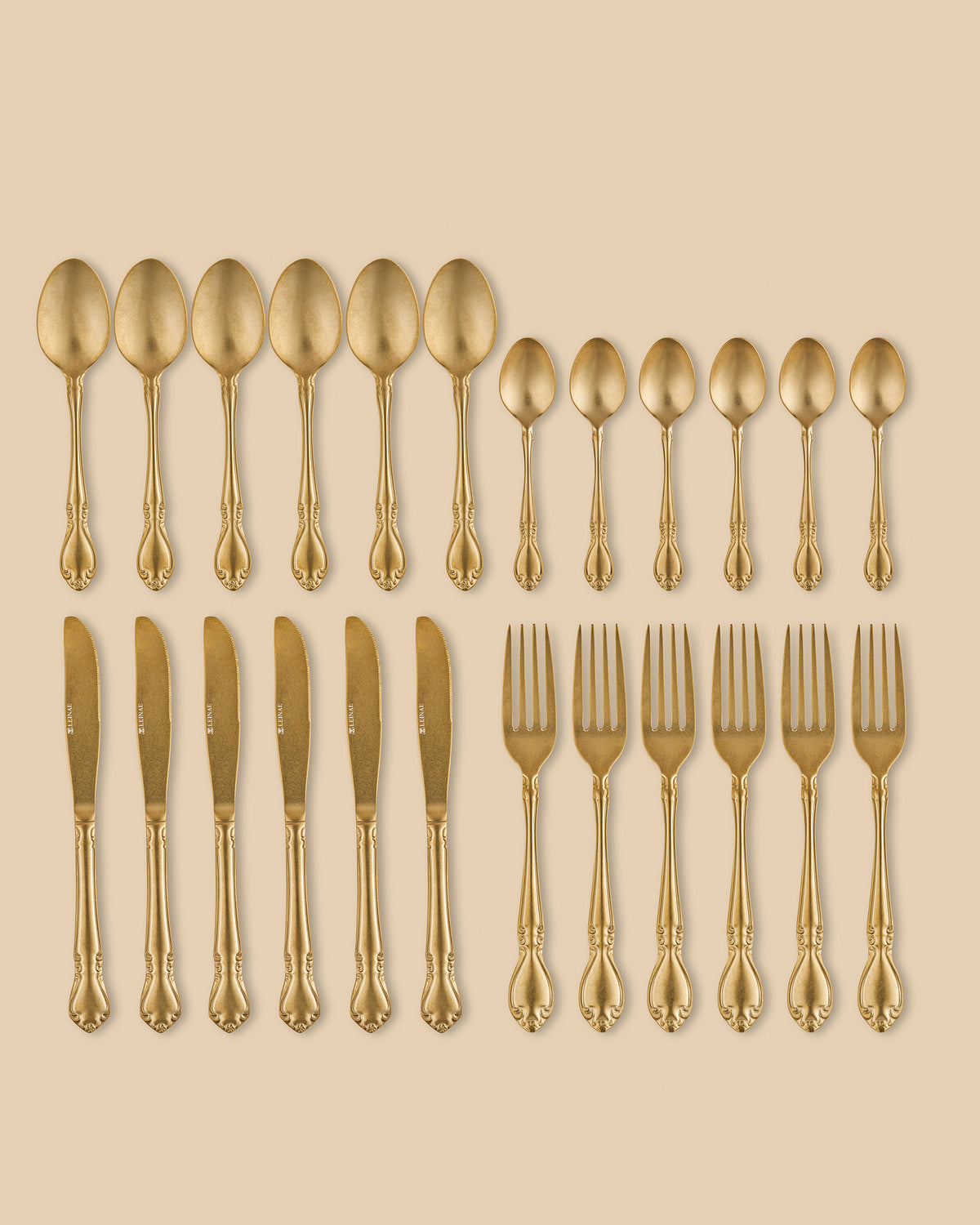 Hyannis 24-Piece Champagne Gold Cutlery Set