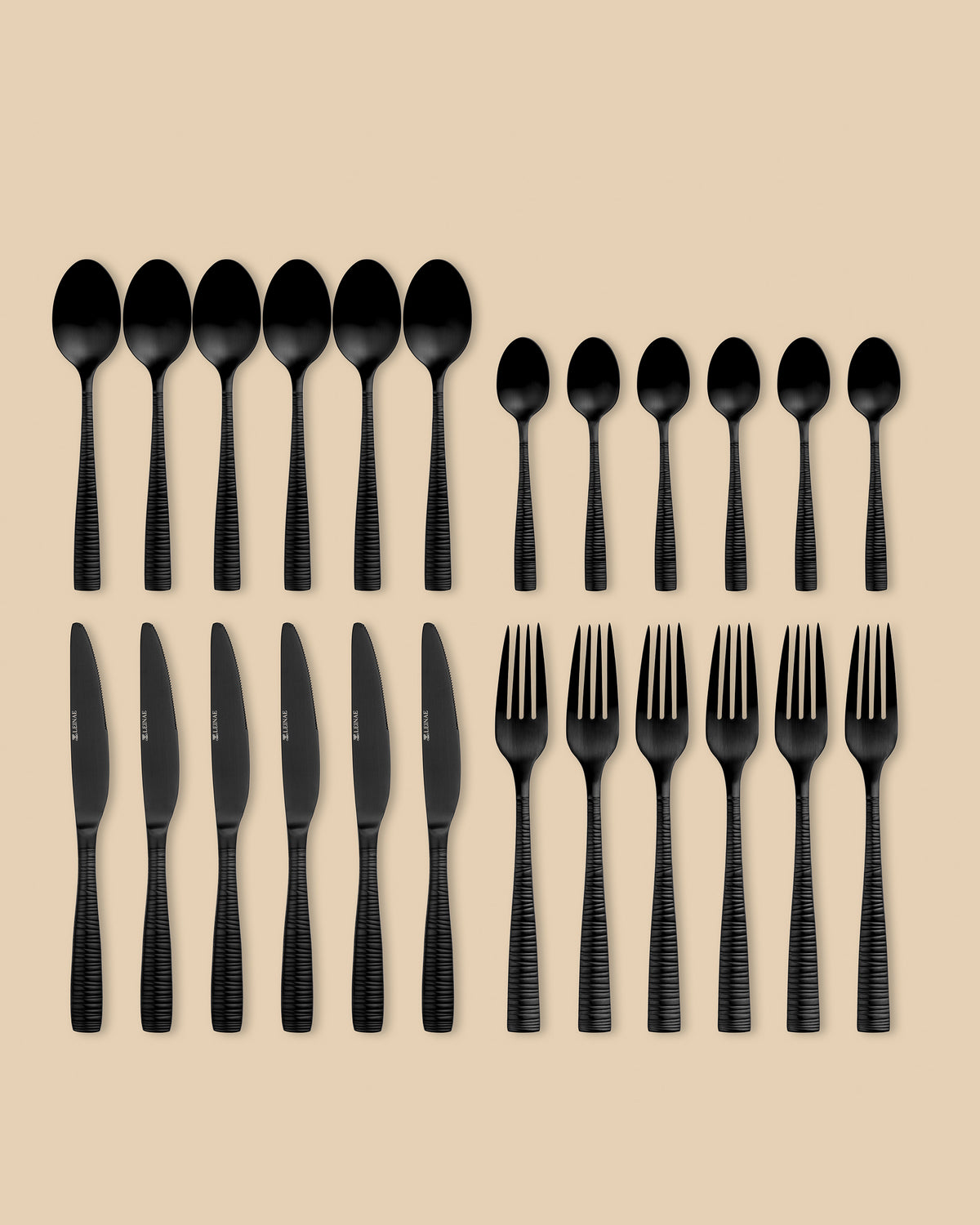 Pirouette 24-Piece Black Cutlery Set