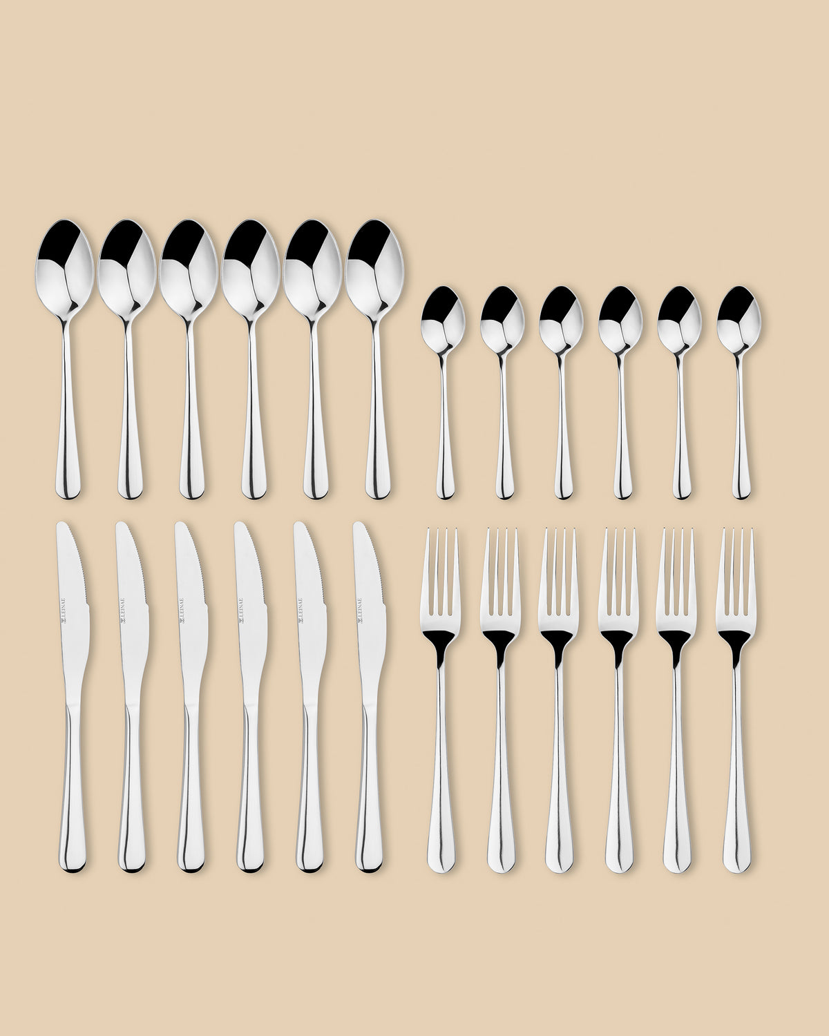 Leo 24-Piece Silver Cutlery Set