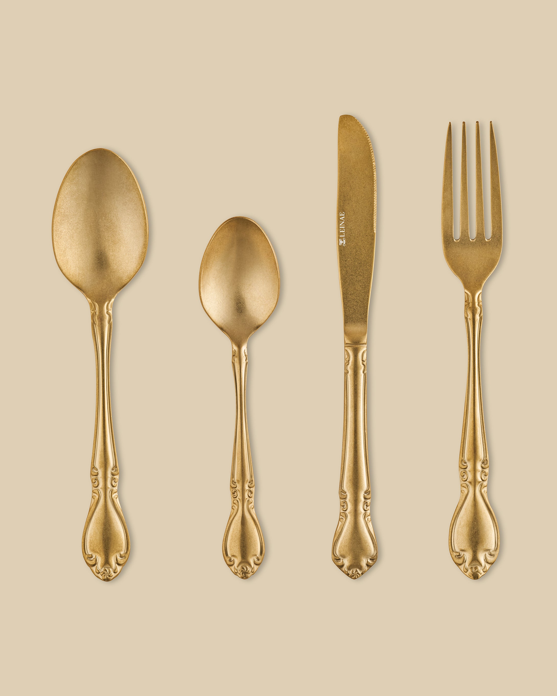 Hyannis 4-Piece Champagne Gold Cutlery Set