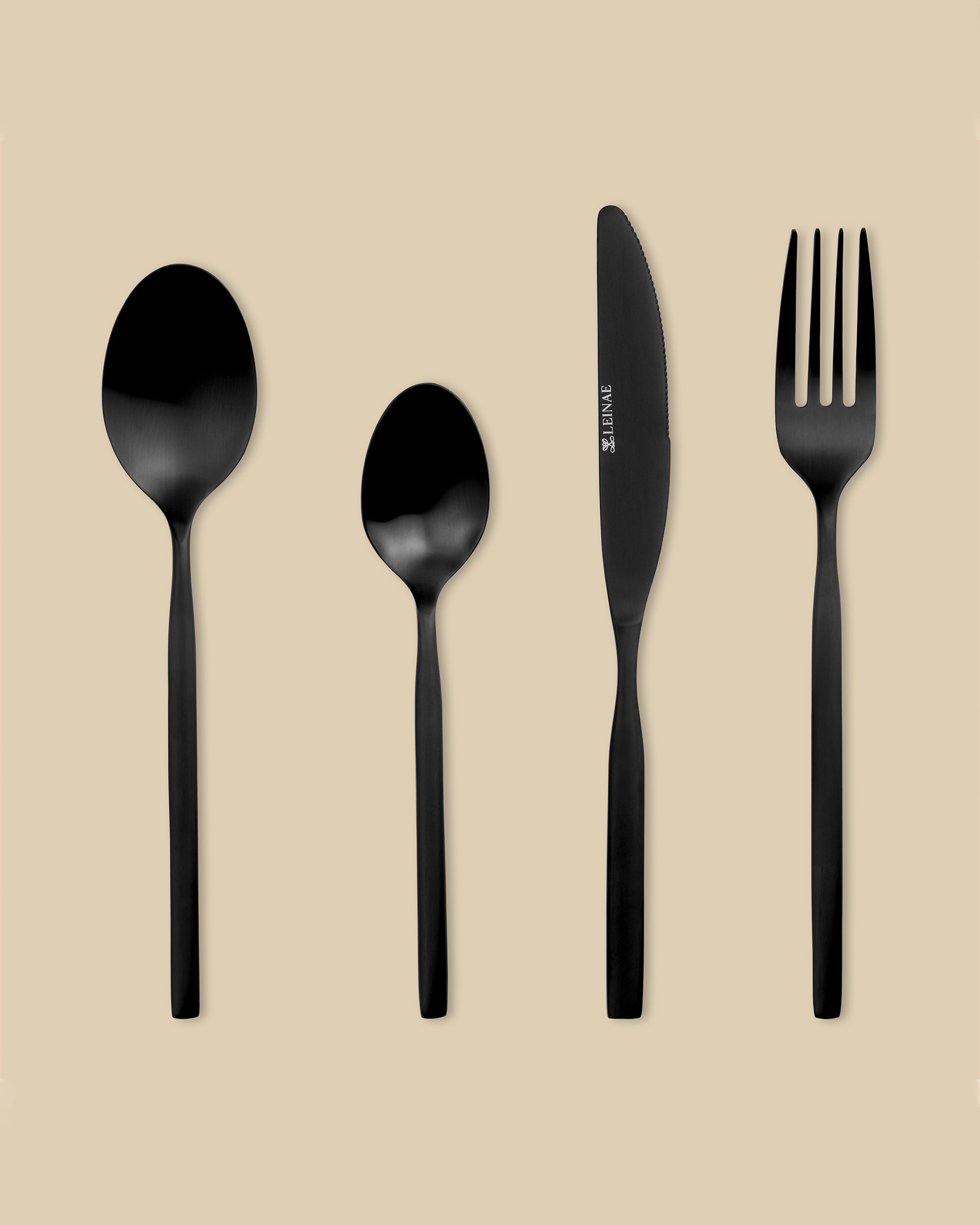 Amos 4-Piece Black Cutlery Set